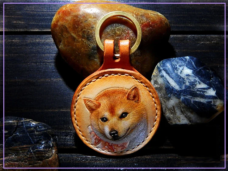 Pet Commemorative Custom Handmade Cowhide Leather Carving Listing 1