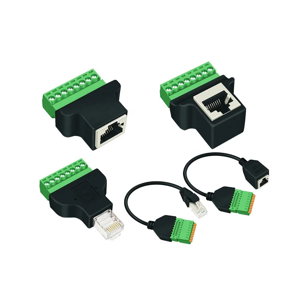 RJ45 Female/Male to 8 Pins Screw Terminal RJ45 8p8c to 8Pin Bolt Screw Type Terminal Connector RJ45 Screw Terminal