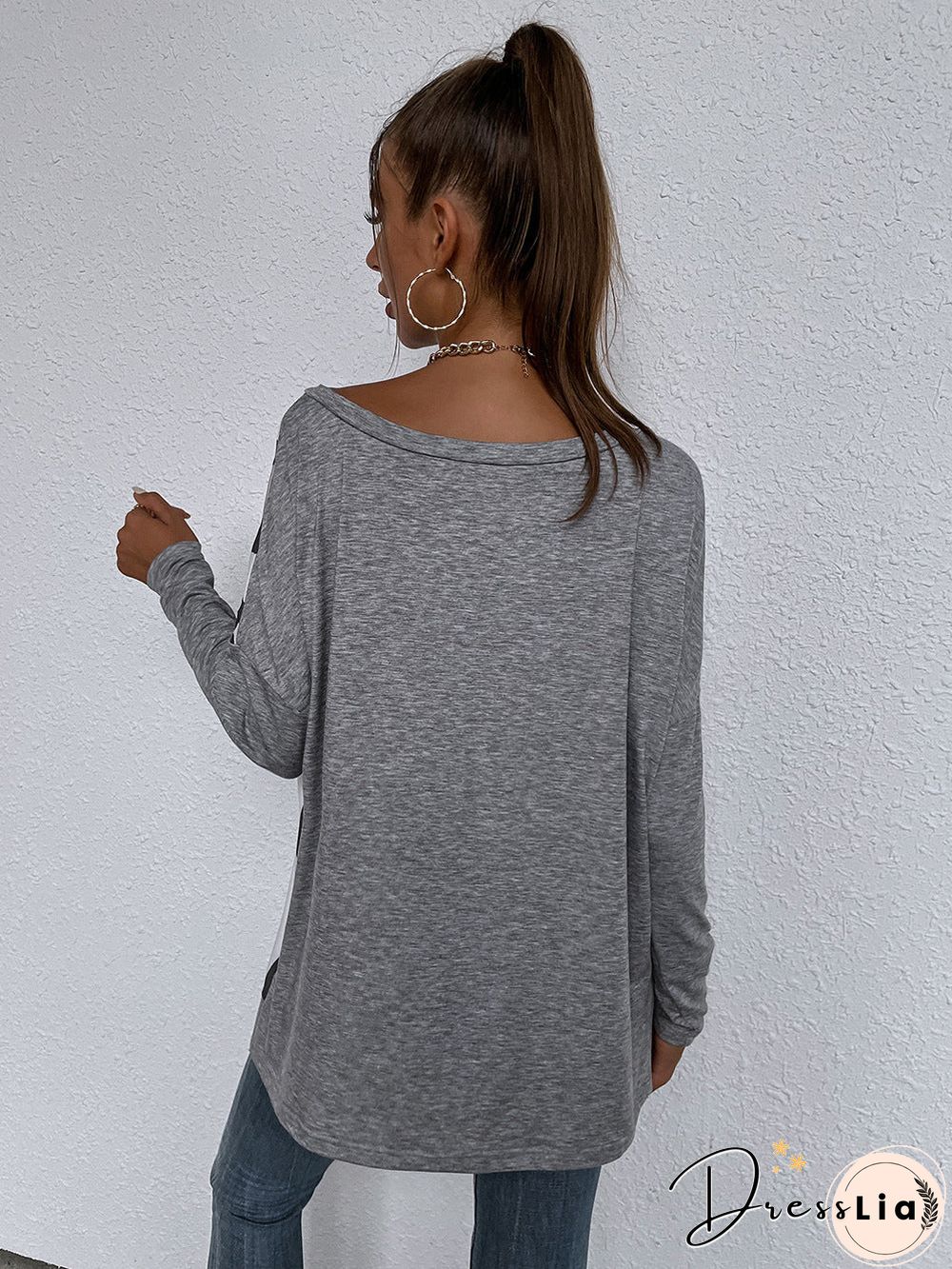 Casual Long Sleeve Round Neck Top