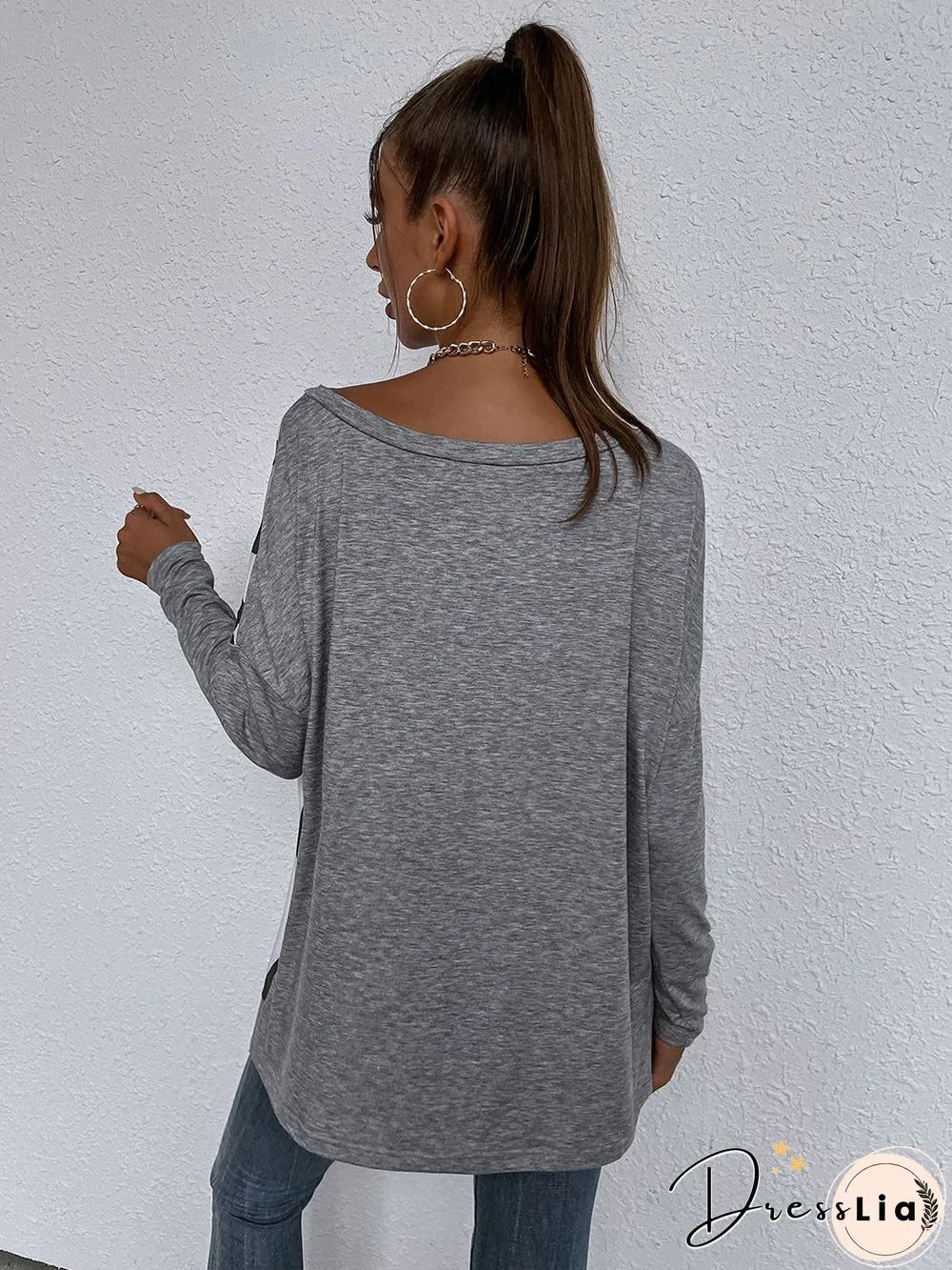 Casual Long Sleeve Round Neck Top