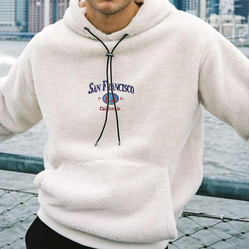 Men's "SAN FRANCISCO" Oversized Embroidered Sherpa Sweatshirt / [blueesa] /