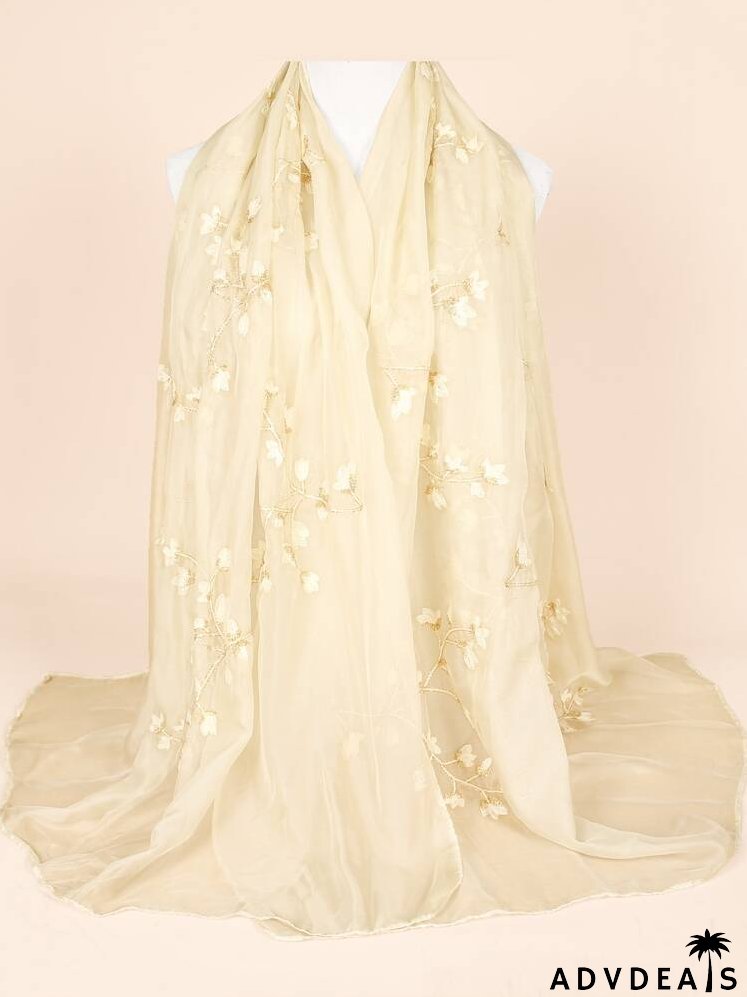 Flower Embroidered Shawl