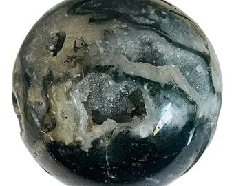 pornhint Pornhint Moss Agate Druzy Quartz Crystal Meditation Sphere | 62mm | Green/White | 1 |