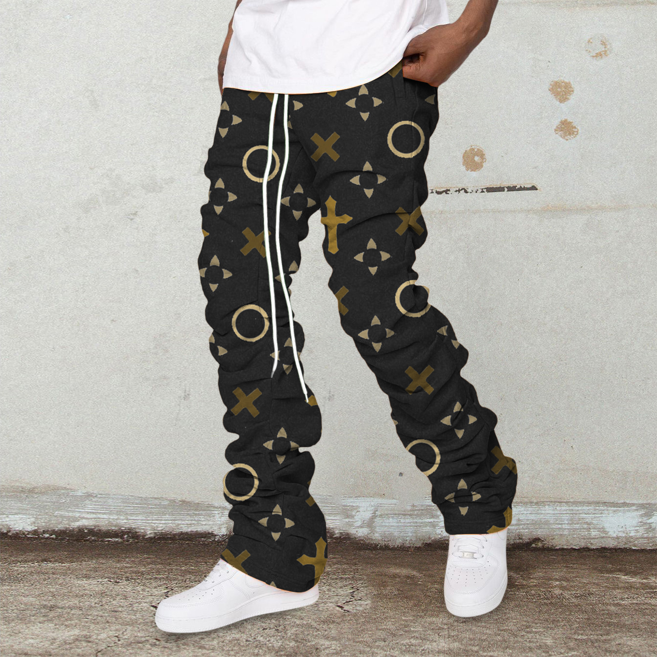 Tide brand retro print trousers