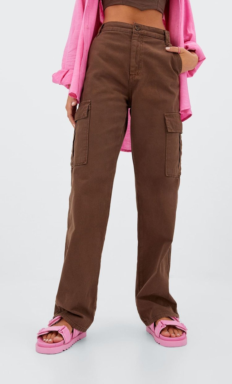 stradivarius straight fit cargo trousers