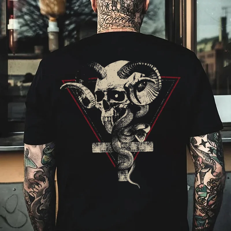 Goat-Headed Demon Printed Men's T-shirt -  