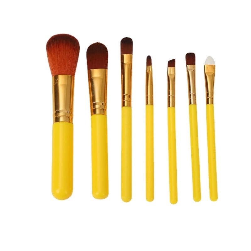 Corrugated Nylon Wool Plastic Handgrip Makeup Brushes 1 Set