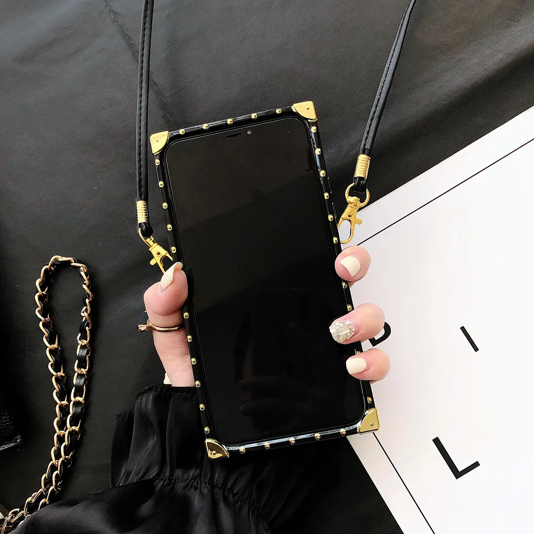 Glamorous LV Canvas Leather Apple iPhone Crossbody Case Samsung Galaxy Trendy Cover
