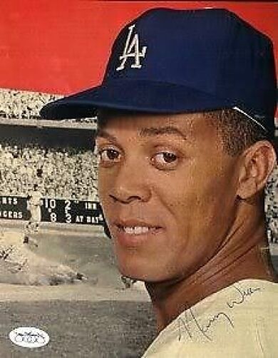 Maury Wills Vintage Signed Jsa Certed Sticker 9x6 Photo Poster painting Autograph Authentic