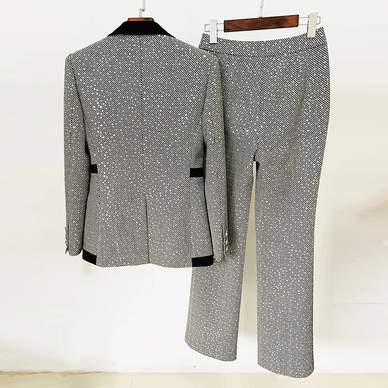 Nigikala Nigikala 2025 Hot Star Temperament Lyze Small Lattice Platter Trouser Suit Two Sets