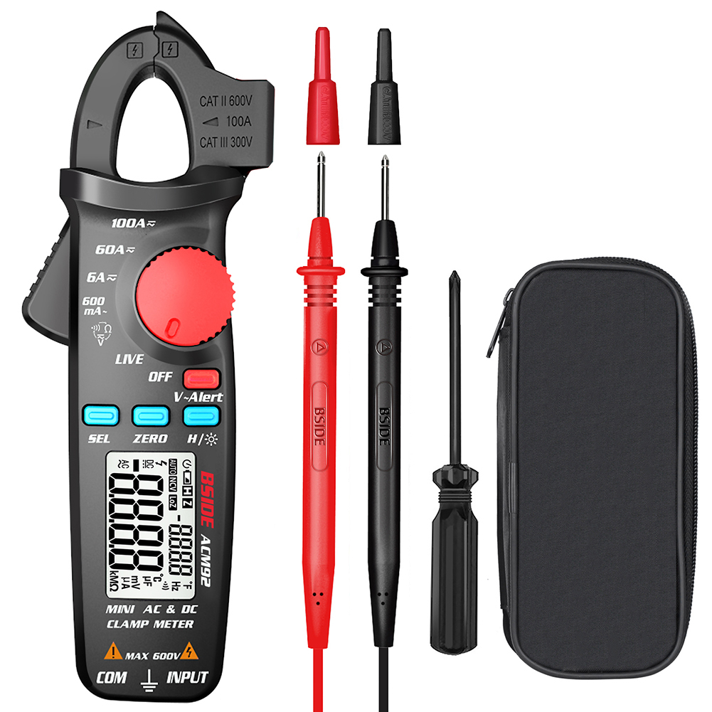 

Bside Acm92 Digital Clamp Meter 100A 0.1/1Ma Dc Ac Ncv Ohm Hz Multimeter, 501 Original