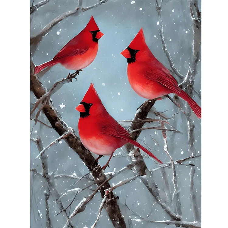 Cardinal On Branch - Full Round Drill Diamond Painting - 30*30CM