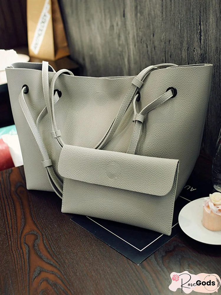 Simple Plain Shopping Bag Handbag Two Pieces