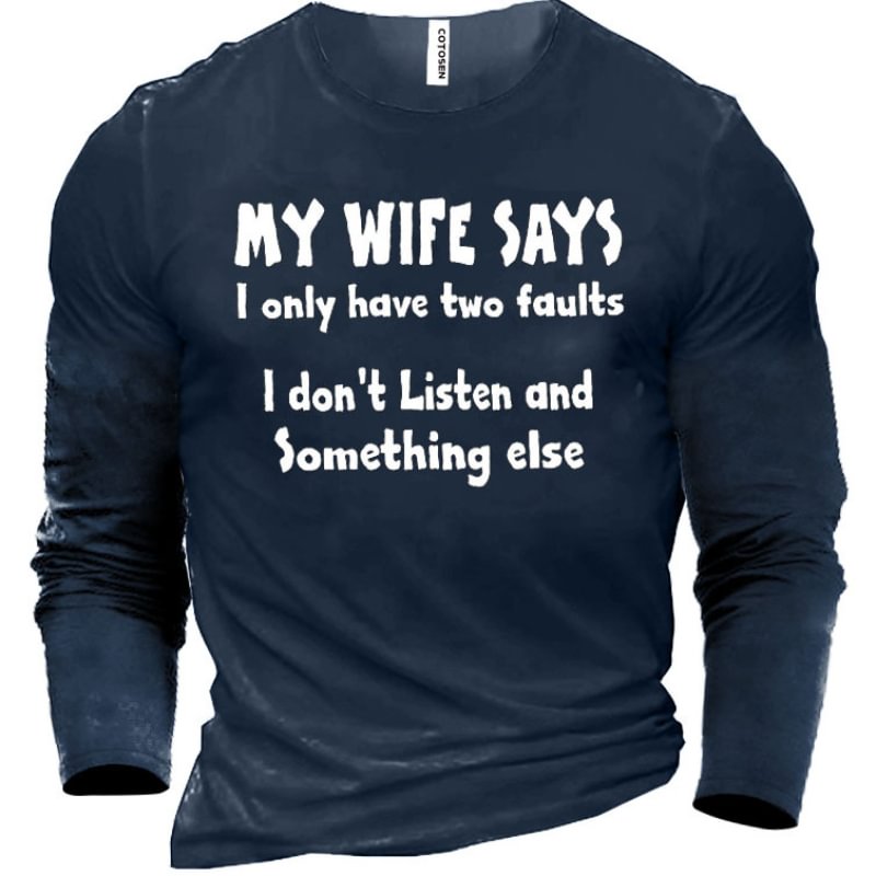 Men's Letter Print Trendy Long Sleeve T-shirt