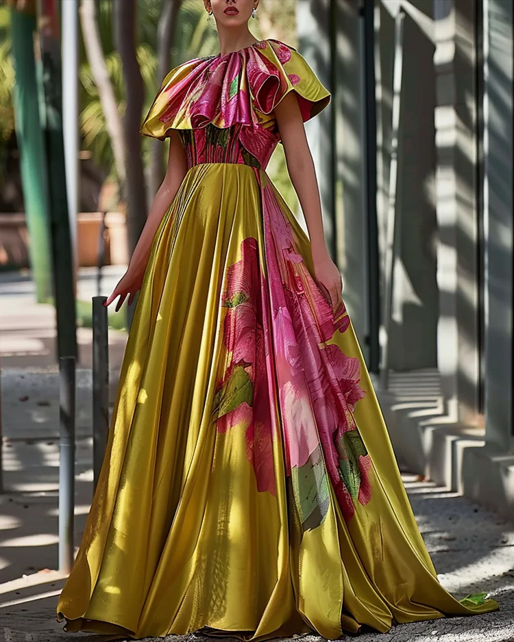 Women's Round Neck Sleeveless Print Dress
