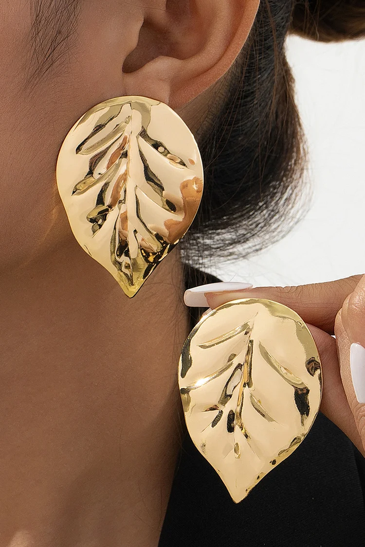 Fashion Gold Leaf Texture Earrings 2024 - Xpluswear