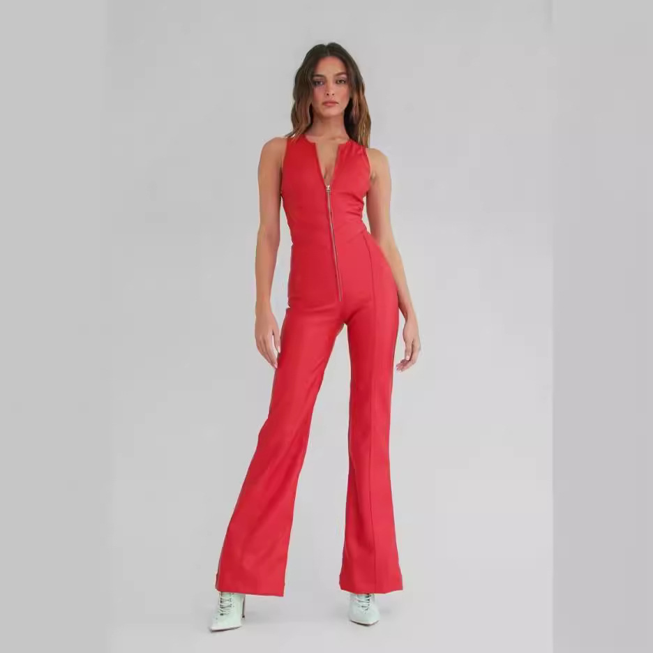 Mature Women Fashion Street Retro Style High Waist Denim Jumpsuit