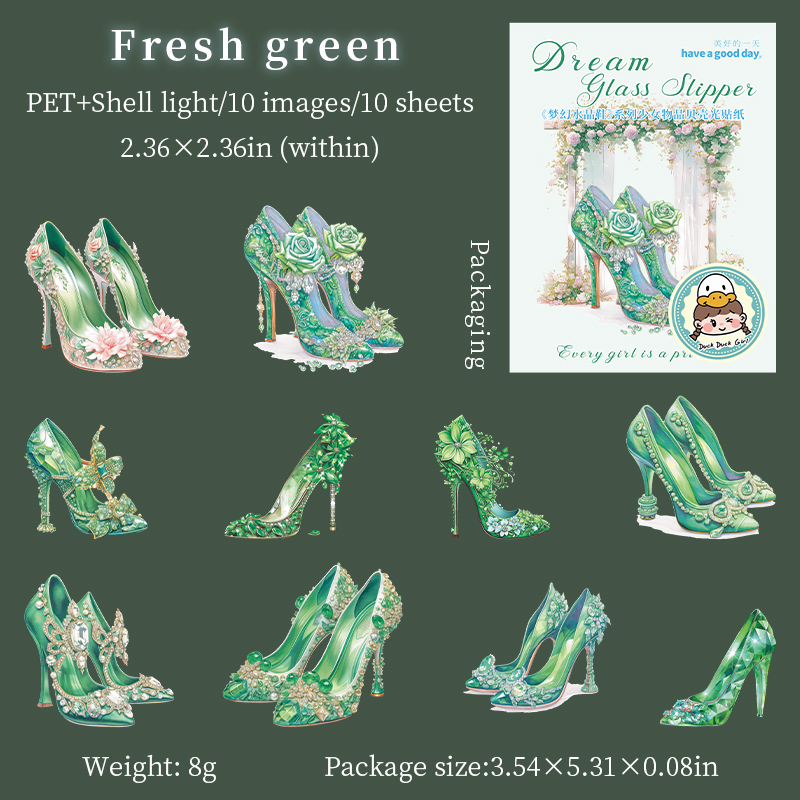 PET Sticker - Dream Galss Slipper Series Vintage Flower High Heel Landscaping 