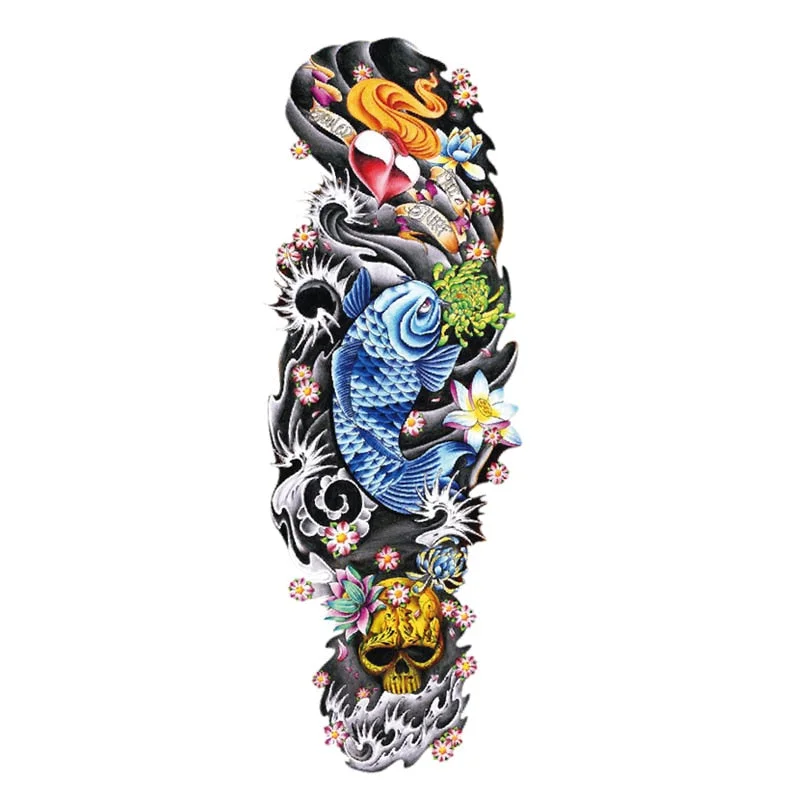 Body Art Arm Fake Sleeve Tattoos For Men Waterproof Wolf Tiger Chinese Dragon Sticker Temporary Fox Tattoo Waterproof Sleeves 303