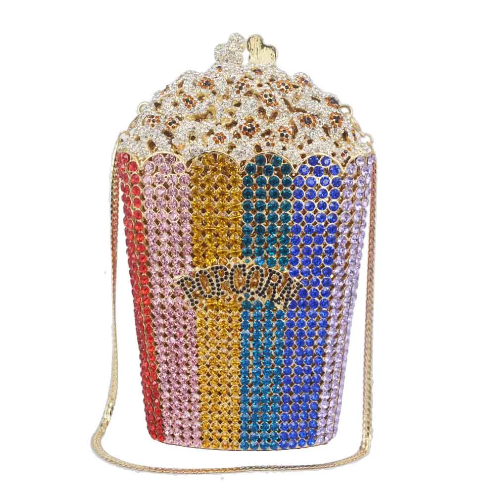 Luxury Designer popcorn Evening Bags Luxury Crystal Party Purse Wedding Bags Colorful Clutch Bags SC997