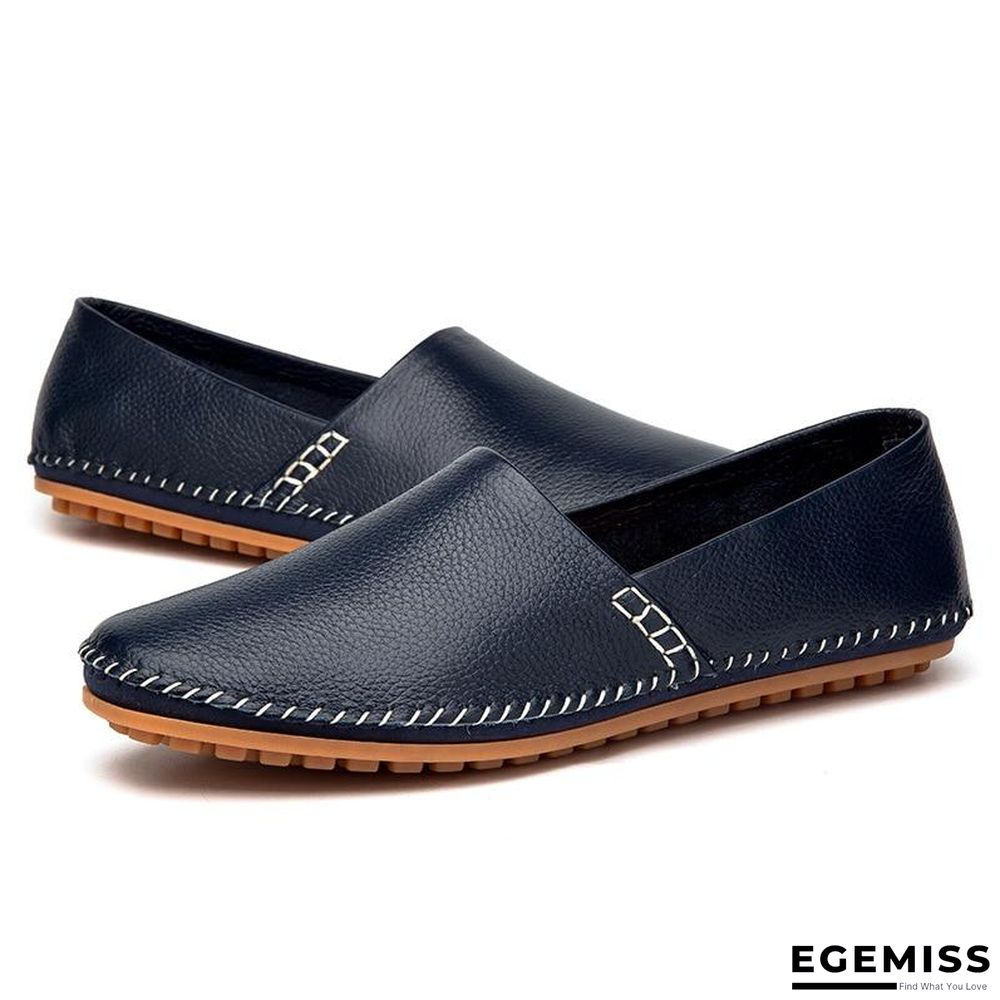 Men Non-slip Fashion Slip On Genuine Leather Flats Moccasins Loafers Shoes | EGEMISS
