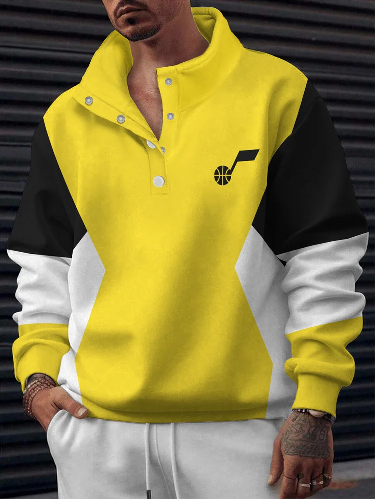 Utah Jazz 2025 New Design Casual Snap Mockneck Pullover