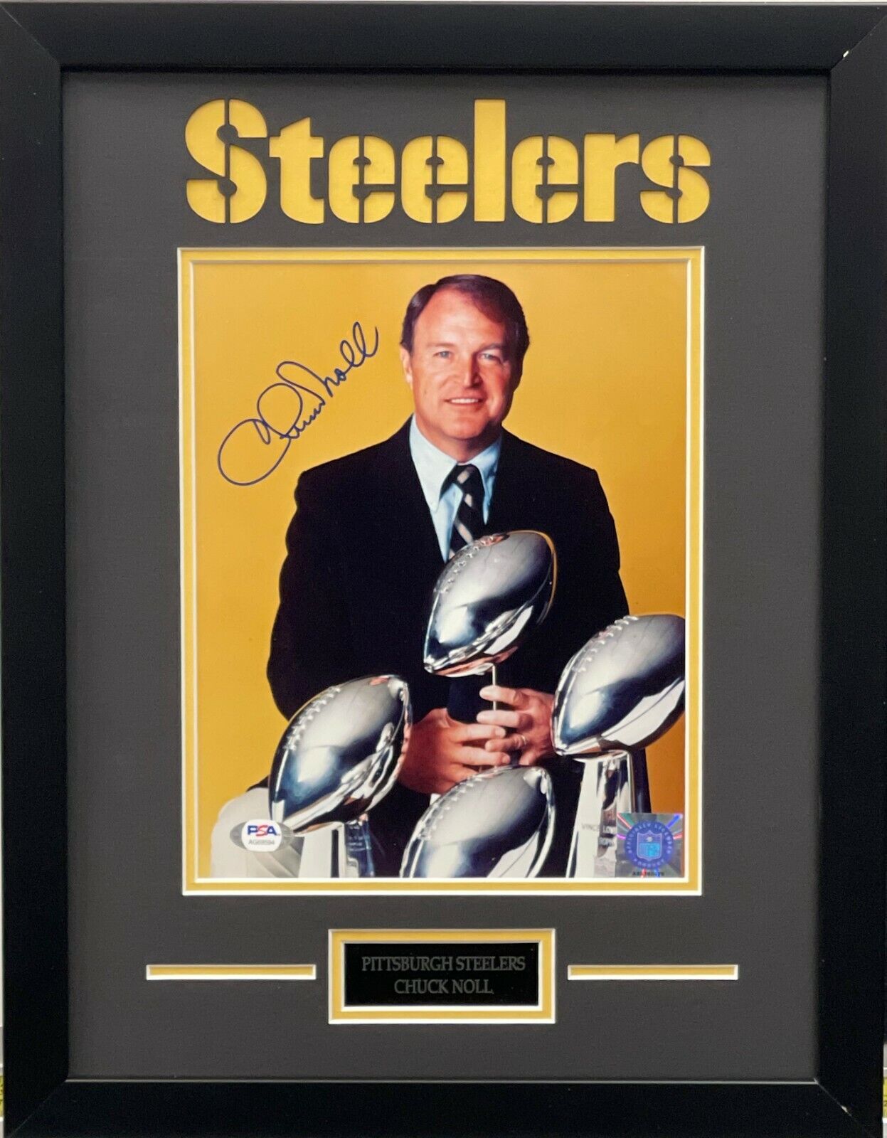 Chuck Noll autographed signed framed 8x10 Photo Poster painting NFL Pittsburgh Steelers PSA COA