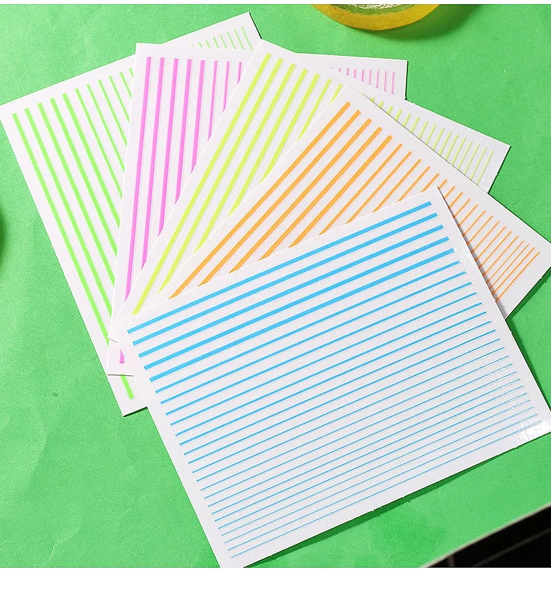 3D Nail Art Stickers Neon Curve Stripe Lines Tips Decals Self Adhesive Striping Transfer Tape Nail Foil DIY Manicure Accessories-Nail Inspo