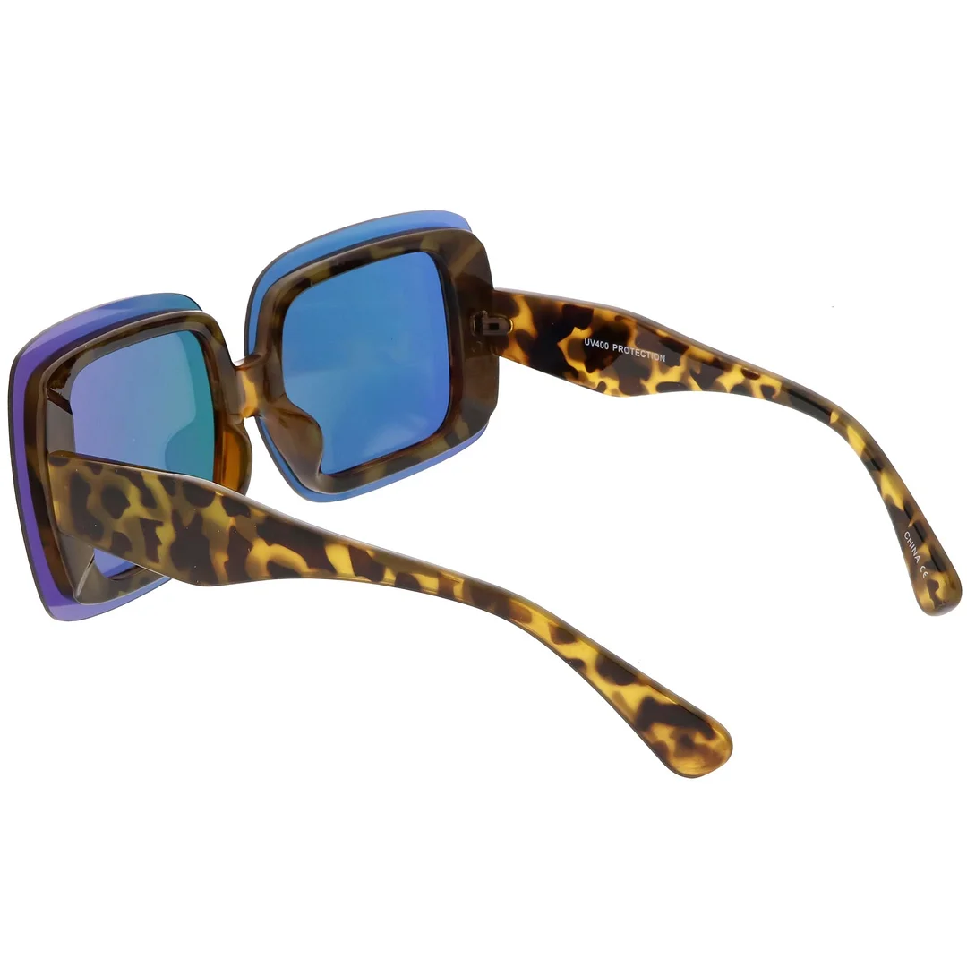 Bold Rimless Square glasses Chunky Arms Color Mirror Lens 71mm