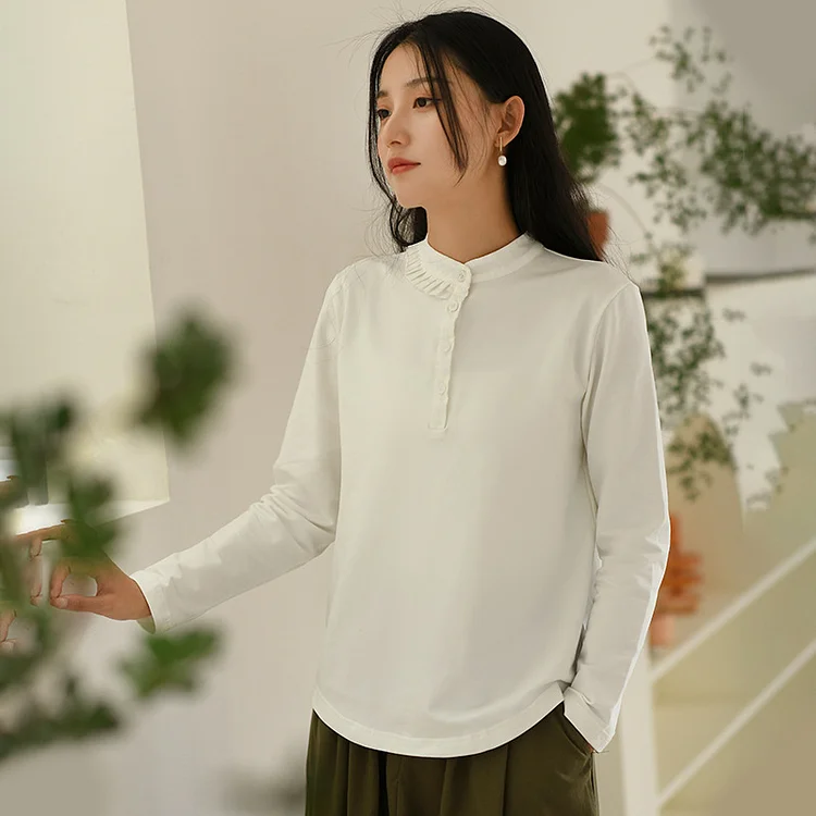 Simple Cotton Long Sleeve T-Shirt
