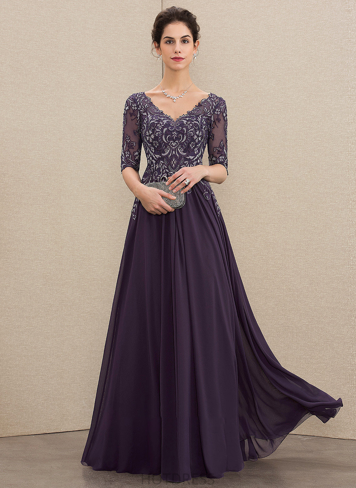 Buy Mother of the Bride Dresses Floor-Length the Leila Chiffon V-neck A ...