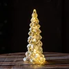 Table Top Christmas Trees Lamp LED Lighted Glass Christmas Trees Night Light Battery Operated for Centerpieces Window Tabletop Mantel