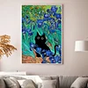 (Big Size)The Black Cat In Van Gogh'S Iris Painting - 11CT Stamped Cross Stitch - 45*65cm