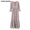 Vero Moda Brand NEW summer sweet prairie chic flowers V-neck three-quarter sleeve mid-waist dress women |31827C505