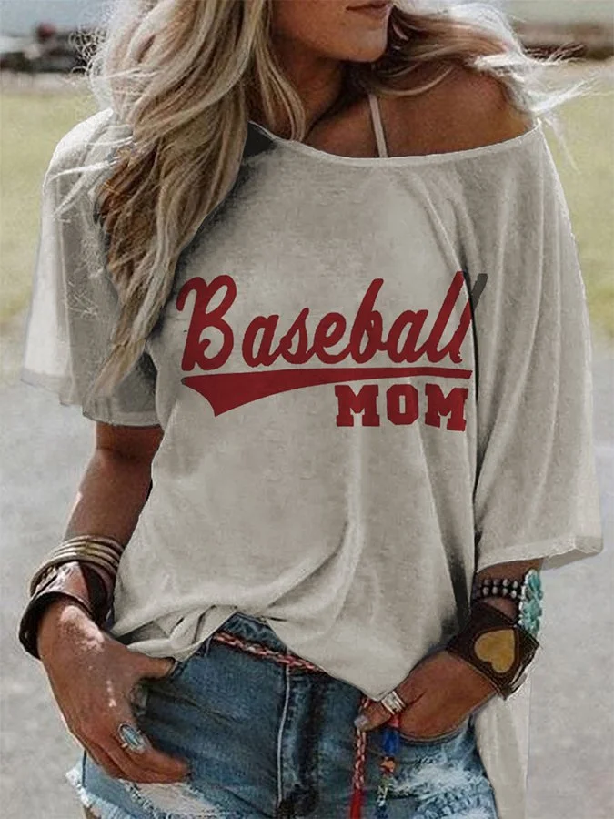 Women's Baseball Mom Casual Batwing Sleeve T-Shirt socialshop