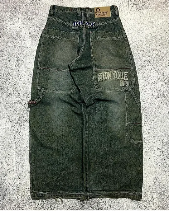 Parigaminghub how to style cargo pants women Y2K Harajuku simple embroidery popular design baggy high waist jeans men's 2025 hip-hop street casual lazy style straight pants Pants