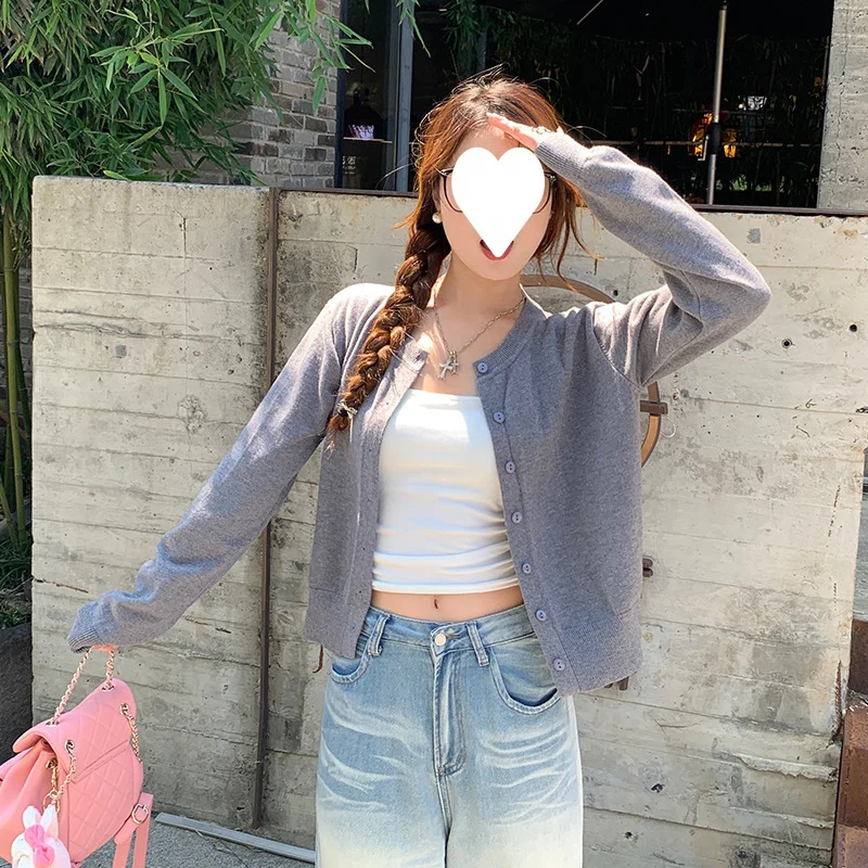 Uveng Uveng Cardigan Women 2025 Early Spring New Coat Yellow Coat Autumn High-End Small Sweater