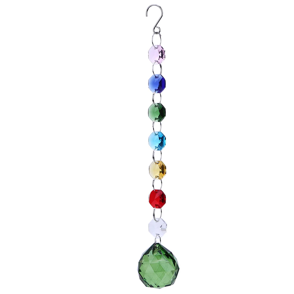 Hanging Crystal Ball Rainbow Prism Light Catcher Wind Chimes Decor (Green)