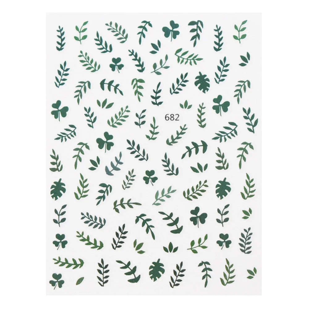 Beautizon Cute Image Flowers Leaves Cactus Nail Sticker 3D Engraved Nail Art Decorations Nail Decals Design