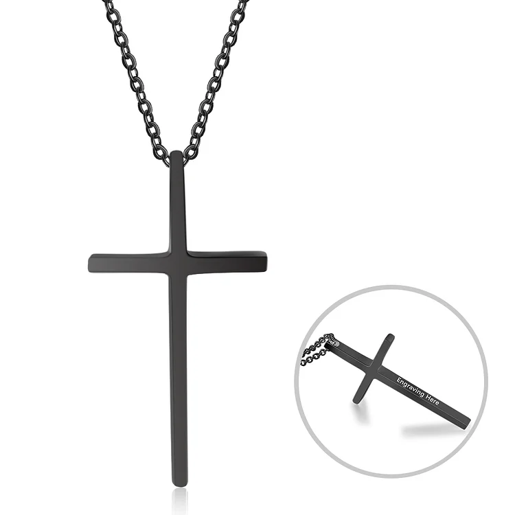 Kettenmachen Herren Kommunion Kreuz Halskette geschnitzt 1 Seite personalisierte Bar Halskette