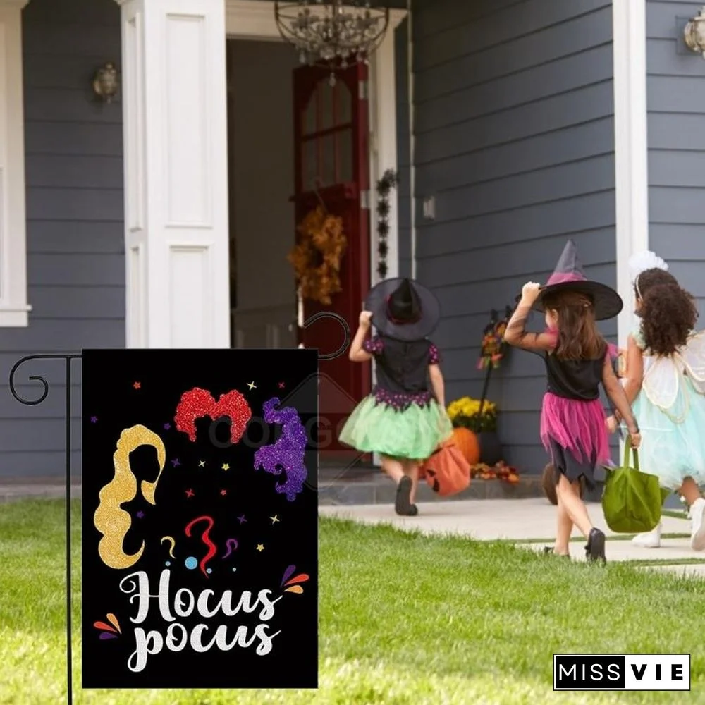 Sanderson Sisters Themed Garden Flag For Halloween Decoration