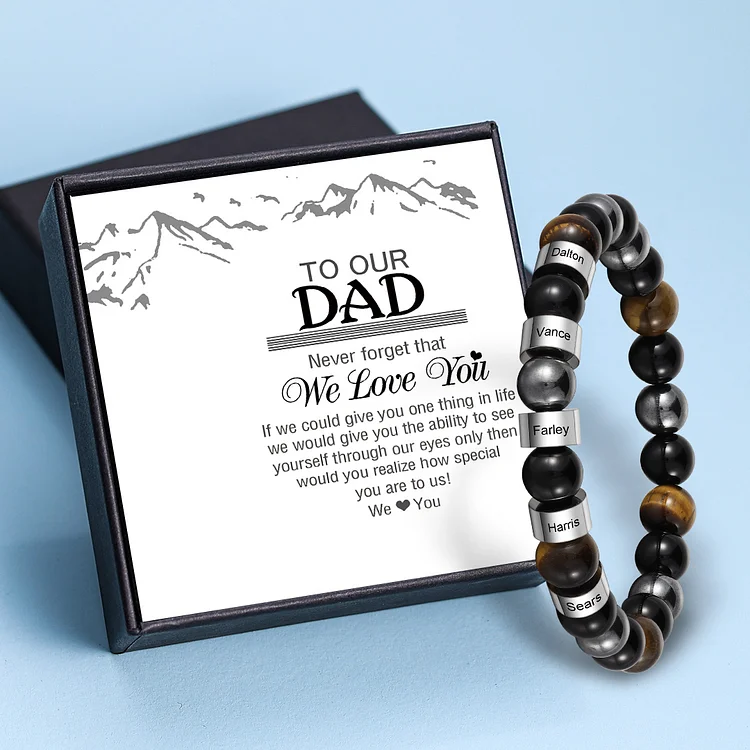 5 Names - Personalized Men's Beaded Bracelet Customized Name Bracelet Birthday Gift for Him