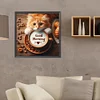 Guten Morgen Katze und Kaffee - Rundbohrer Diamantmalerei - 40*40cm