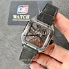 Cartier Santos Large Skeleton WHSA0009 Black ADLC steel case with leather strap 40mm Super Clone