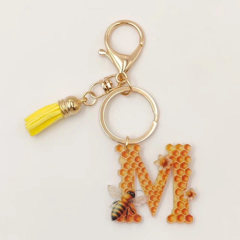Classic Style Commute Letter Bee Arylic Unisex Bag Pendant Keychain