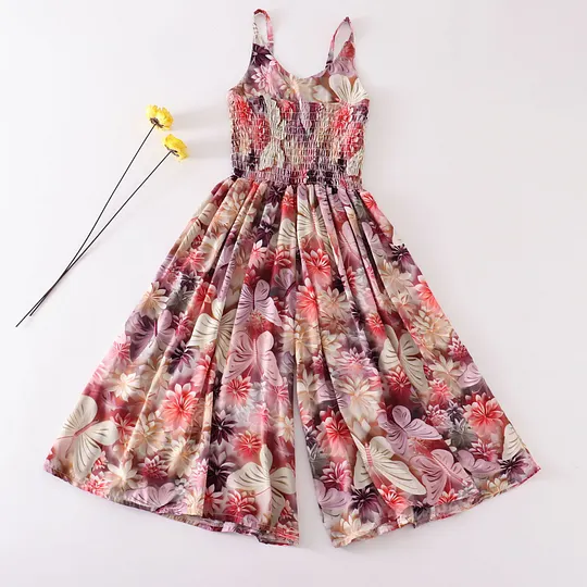 【4Y-14Y】Girls Multicolor Butterfly Flower Sling Bodysuit