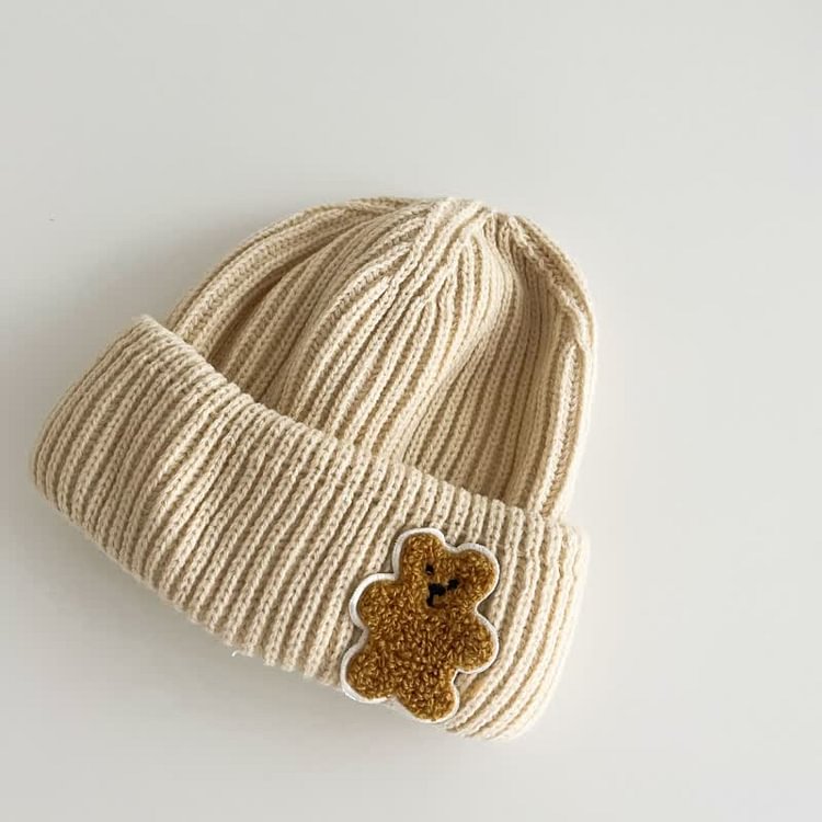 Baby Bear Patch Knitted Beanie