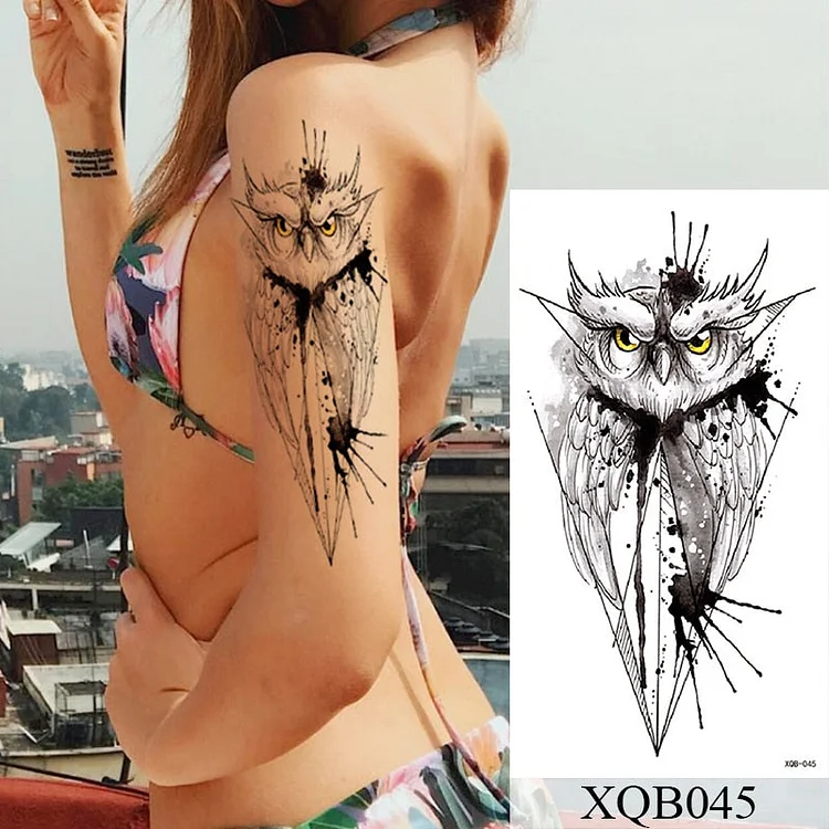 1Sheet Waterproof Temporary Tattoo Sticker Rose Owl Flash Tattoos Spider Skull Sanskrit Body Art Arm Fake Tatoo Women Men