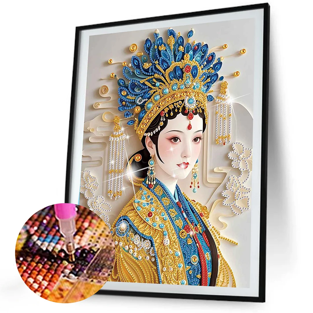 Diamond Painting - Partial Special Shaped Drill - Phoenix Crown Lady(Canvas|30x40cm)