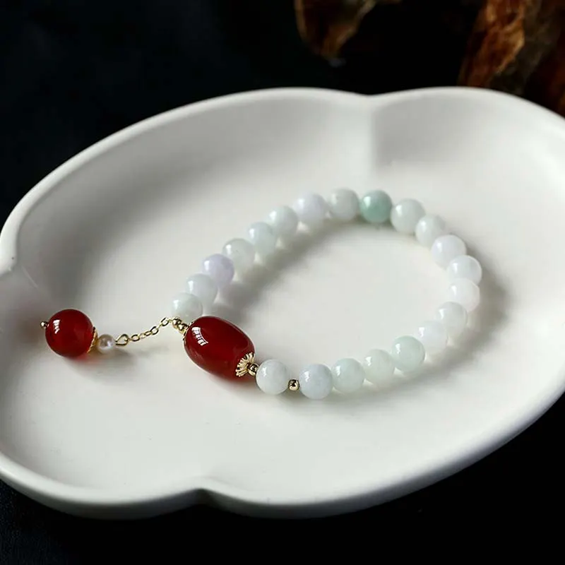 Natural White Jade Agate Protection Bracelet